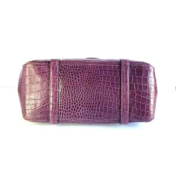 KATE SPADE Purple Stevie Carlsbad Leather Bag Embossed Croc Double Handles Purse - Picture 11 of 13